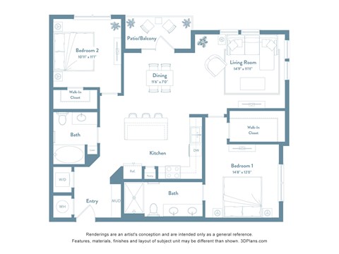 Two Bedroom B2 floorplan
